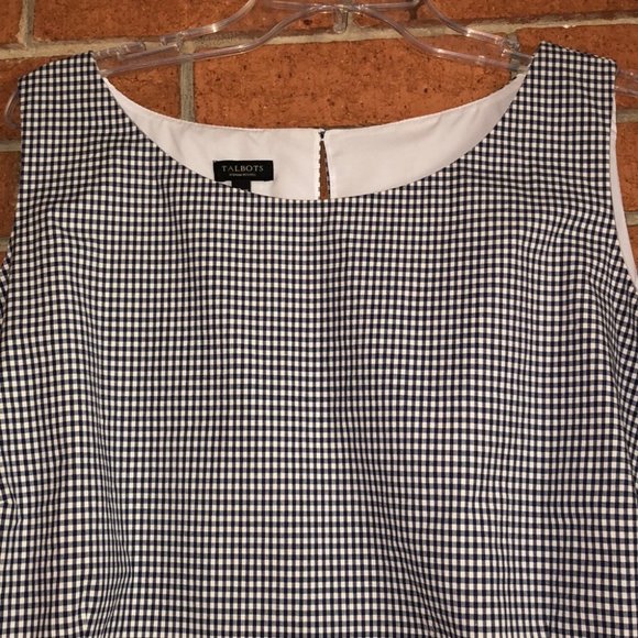 🗝TALBOTS🗝PETITE SLEEVELESS GINGHAM PEPLUM TOP🗝 - Picture 3 of 7